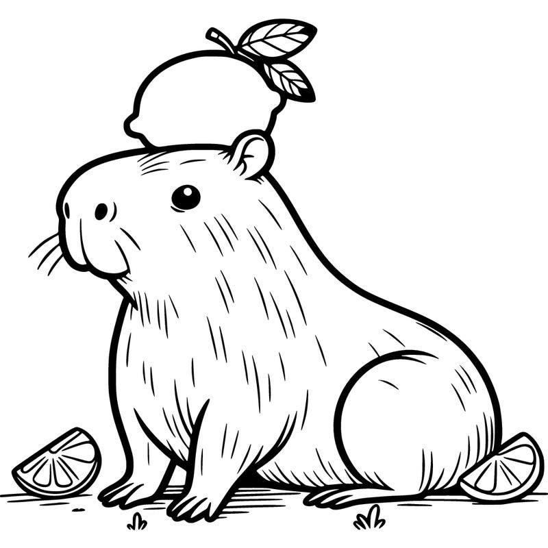 capybara with lemon on head