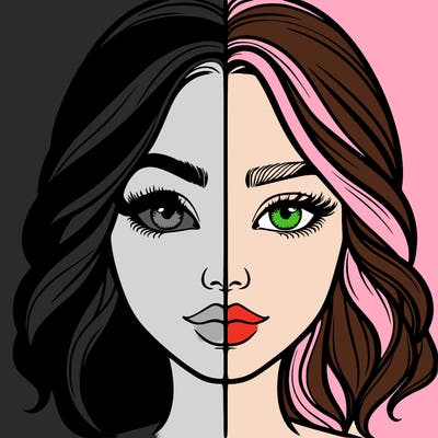 realistic girl split half