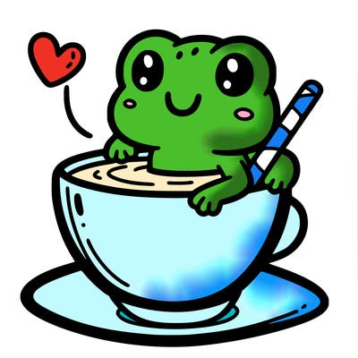 cute frog in a tea cup