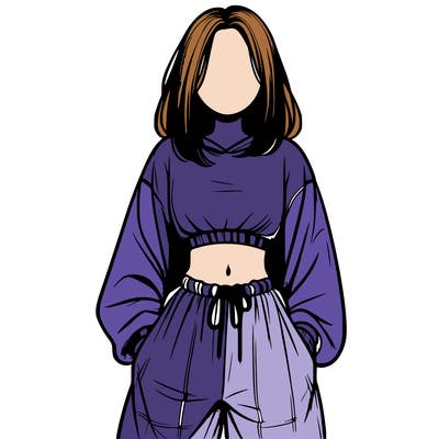 realistic girl faceless with baggy pants and a crop top