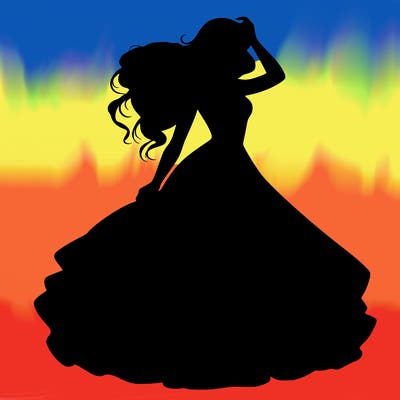 realistic woman with dress flowing in the wind