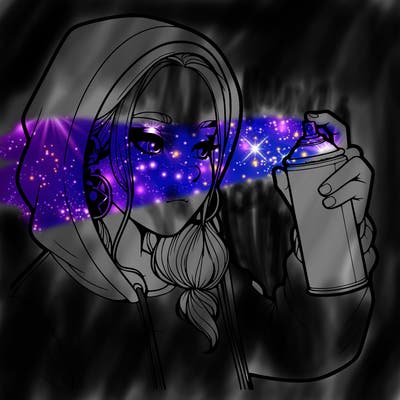 a realistic girl, spray painting