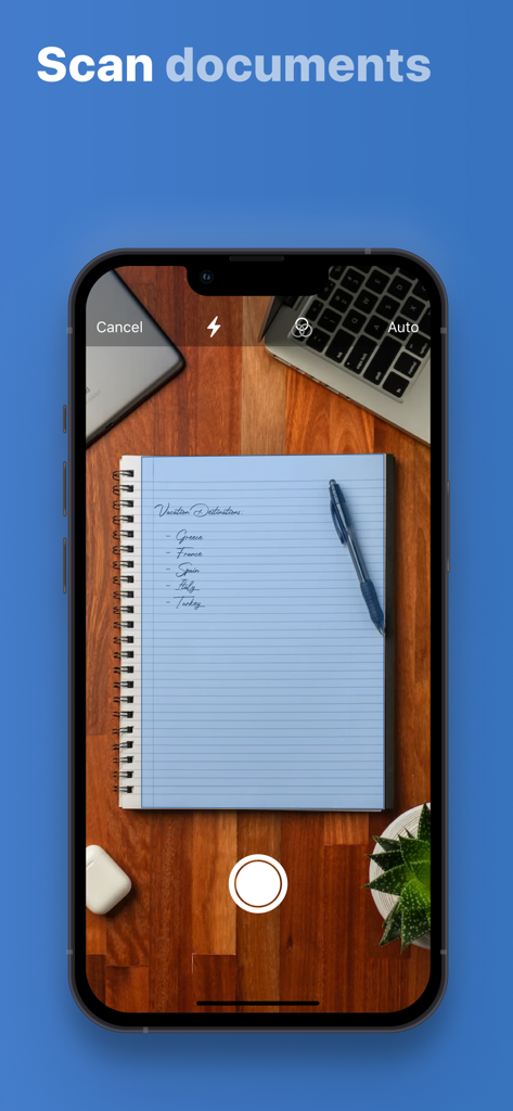 Tela do iPhone mostrando o recurso de digitalização de documentos no aplicativo mail.com