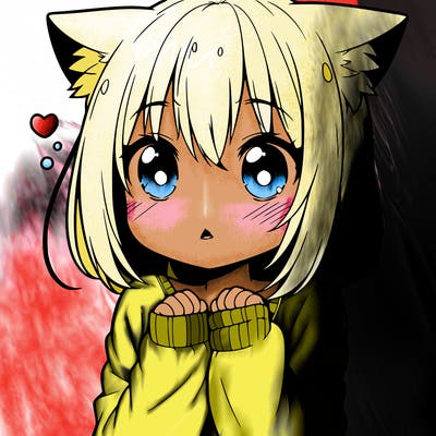 shy anime catgirl
