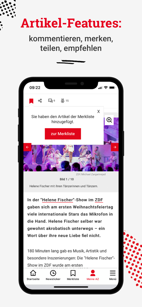 Abendzeitung München - Abendzeitung München mobile app news article bookmark feature