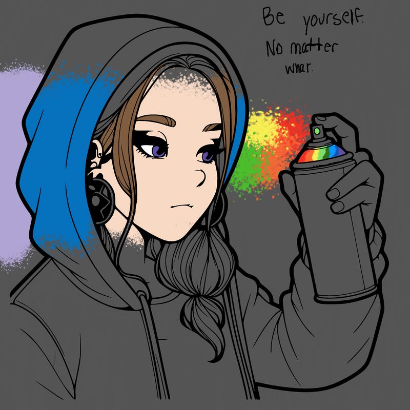 a realistic girl, spray painting