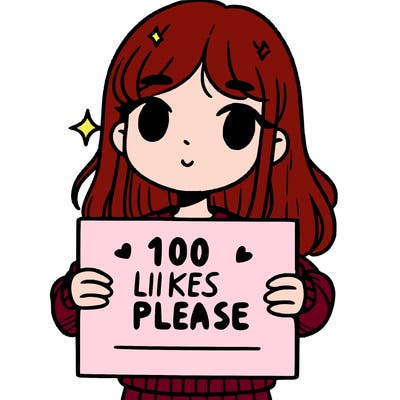 a girl holding up a sign saying 100 likes please