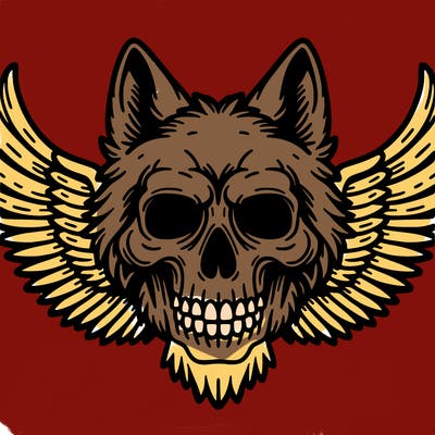skull wolf with wings