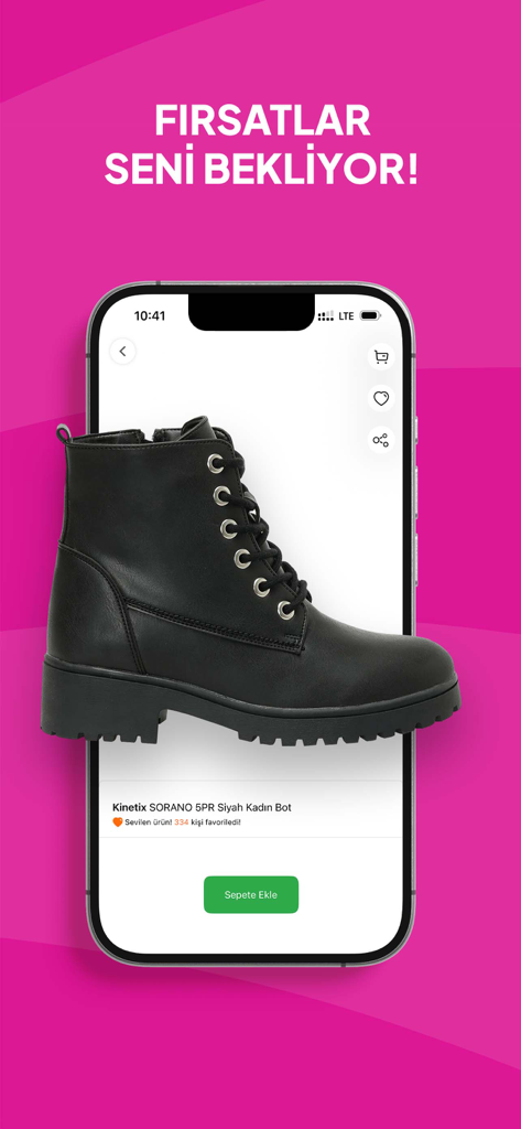 A black Kinetix brand women boot shown on the FLO shopping app interface