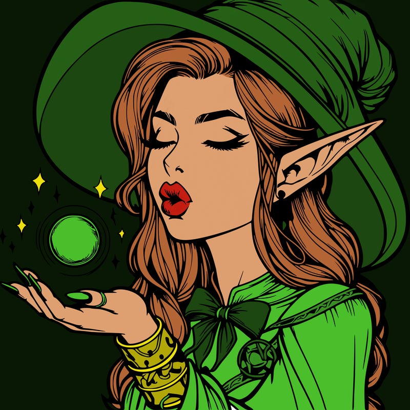 realistic elf casting a spell with lips