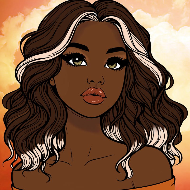 realistic girl with wavy hair and lips