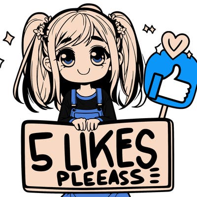 girl holding sign saying 5 likes please