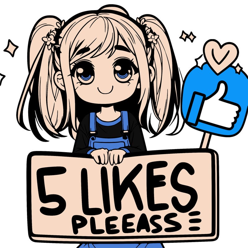 girl holding sign saying 5 likes please