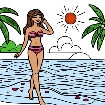 a woman at the beach