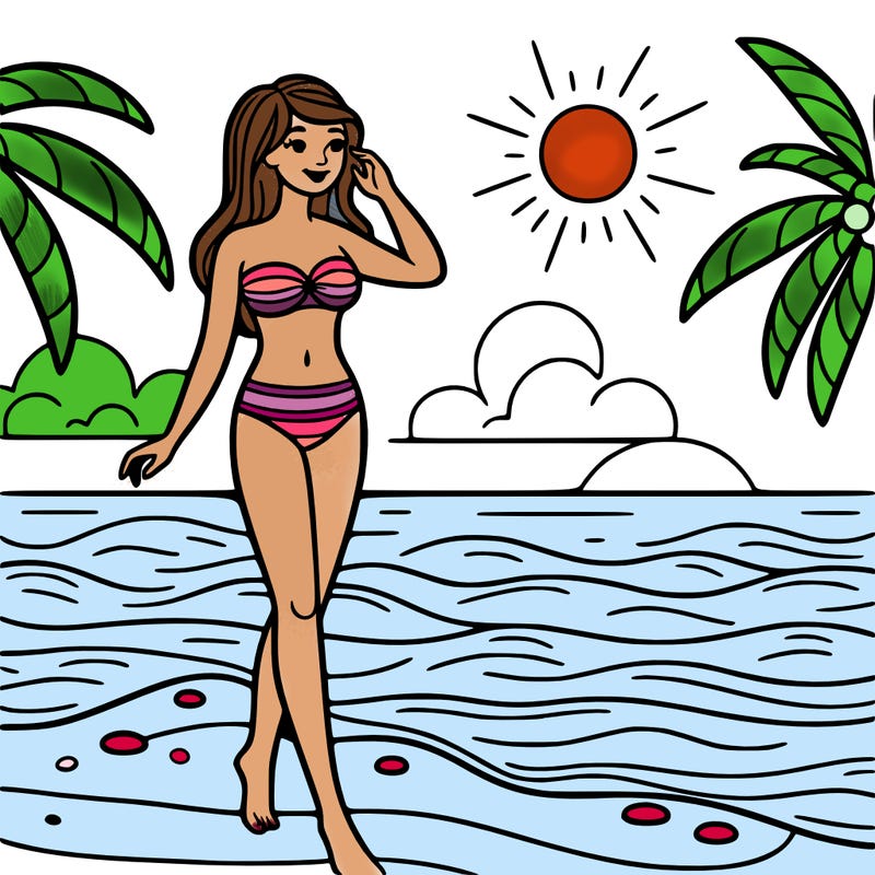 a woman at the beach