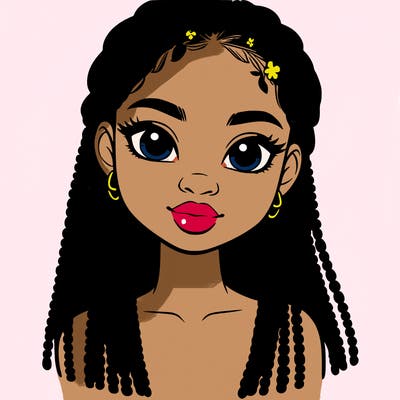 a realistic black girl with braids