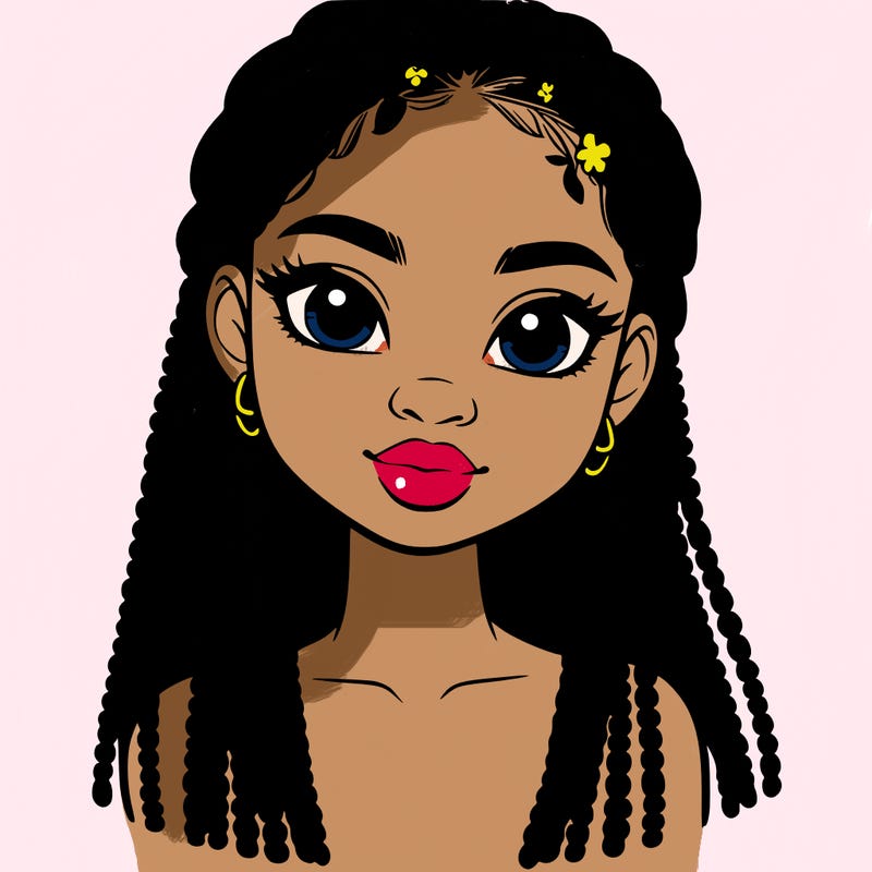 a realistic black girl with braids