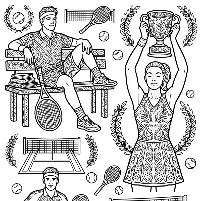 Step onto the court of creativity with our Retired Tennis Players coloring page! Celebrate the enduring legacy of tennis champions, brought to life with intricate patterns ready for your artistic touch.