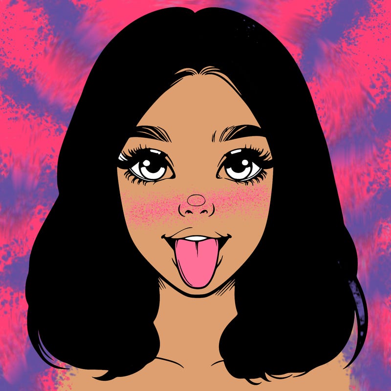 realistic girl with her tongue out