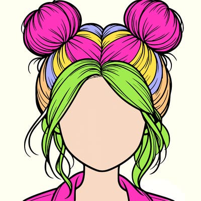 realistic girl with buns on the top of her hair