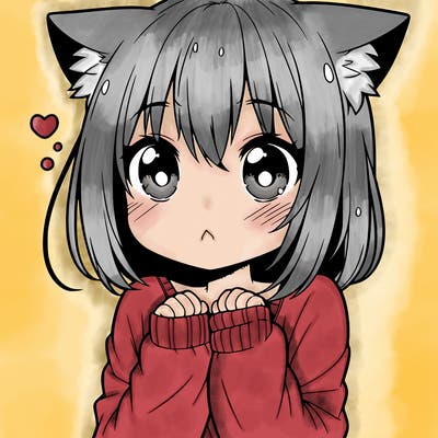 shy anime catgirl