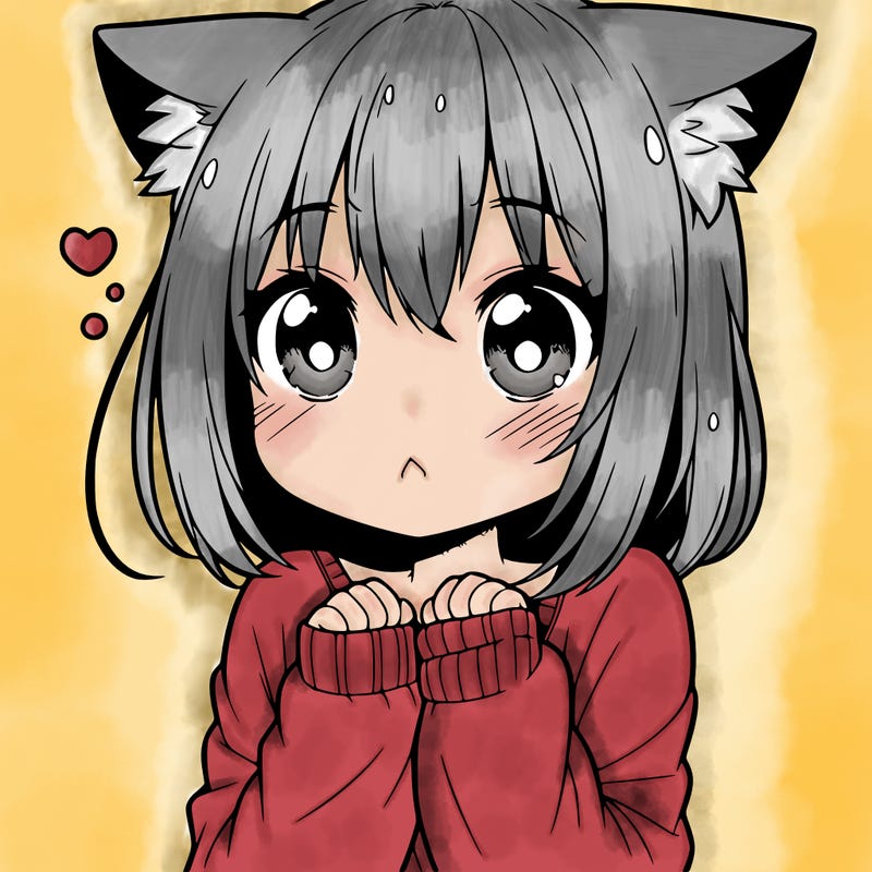 shy anime catgirl