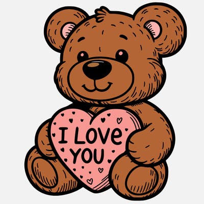 teddy bear holding an i love you heart