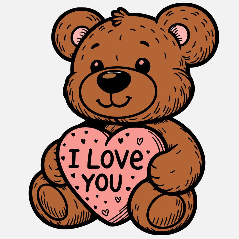 teddy bear holding an i love you heart
