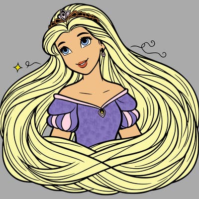 a princess with infinite long hair realistic