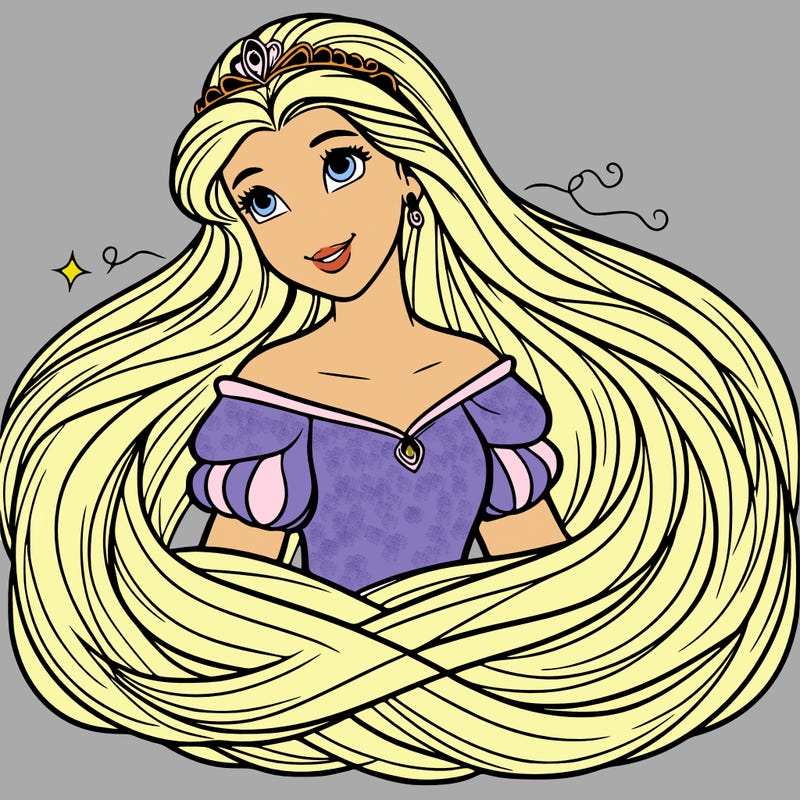 a princess with infinite long hair realistic