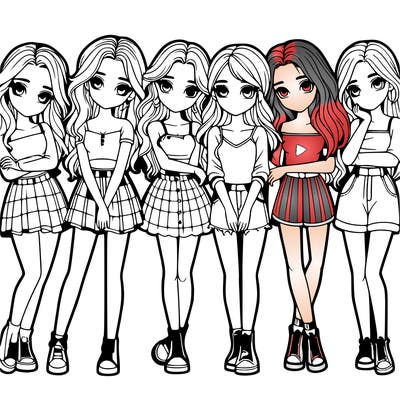 a group of girls realistic