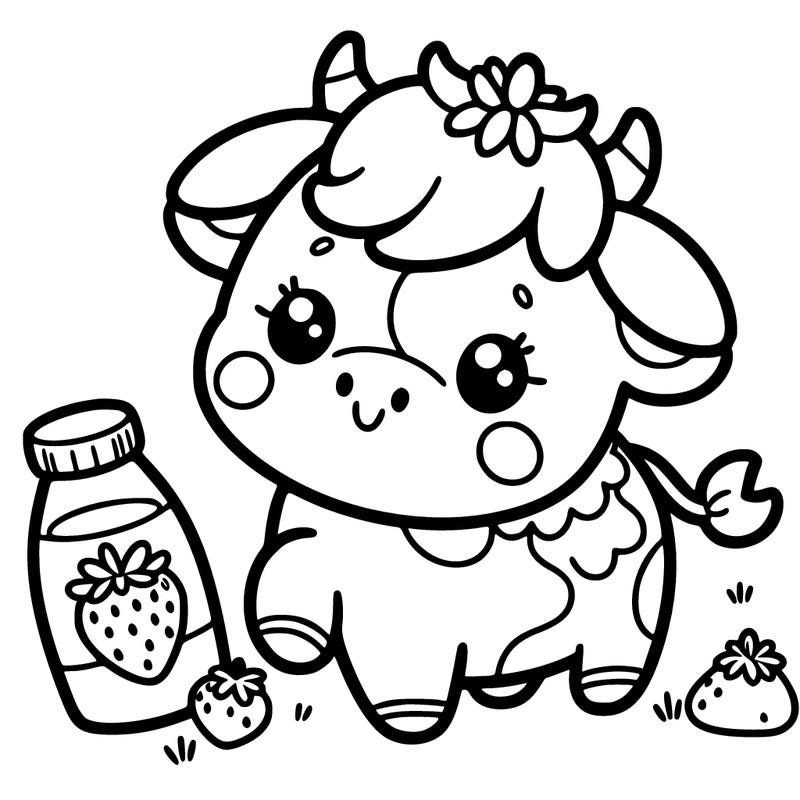 cute strawberry milk cow