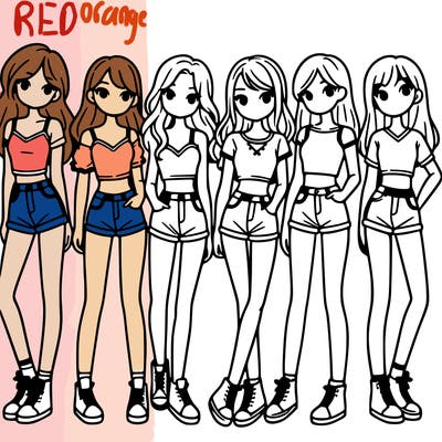 a group of girls wearing crop tops and shorts