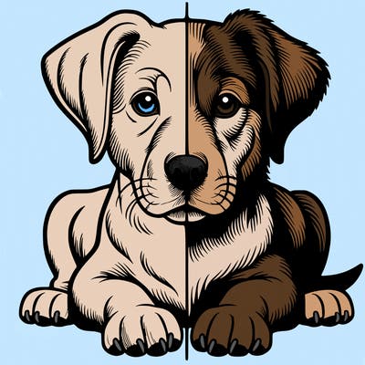 realistic dog split picture