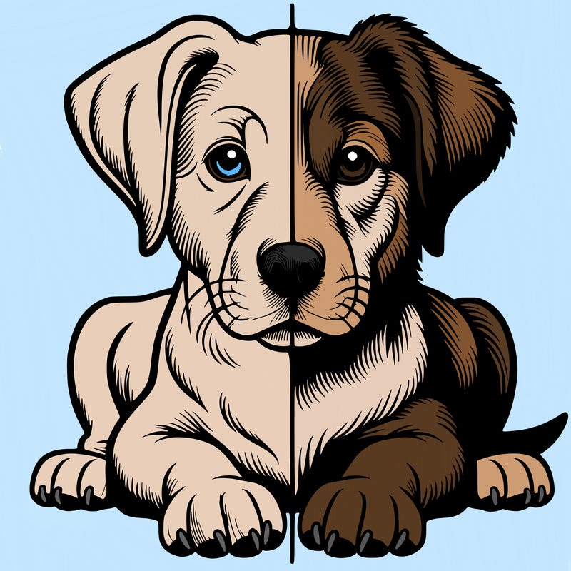 realistic dog split picture