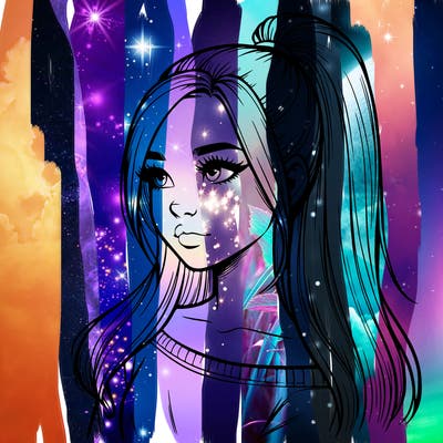 realistic girl with a high ponytail