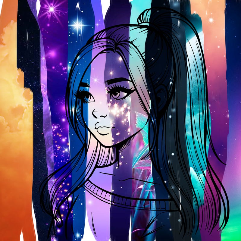 realistic girl with a high ponytail