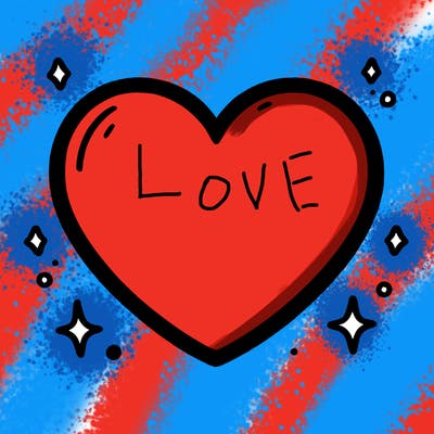 a blank heart with a line in the middle