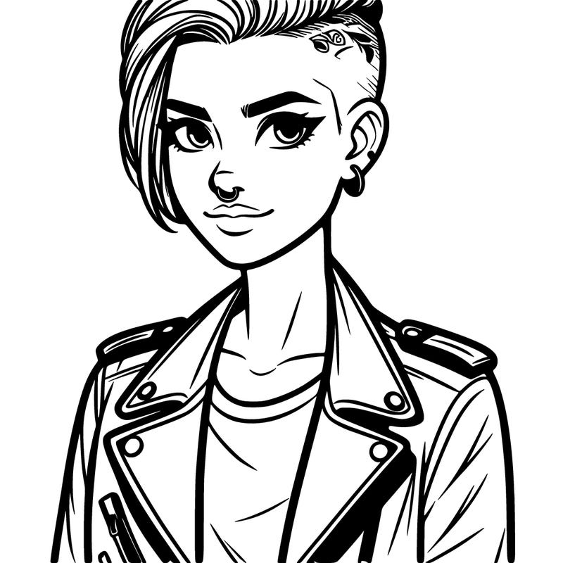 woman with leather jacket and undercut