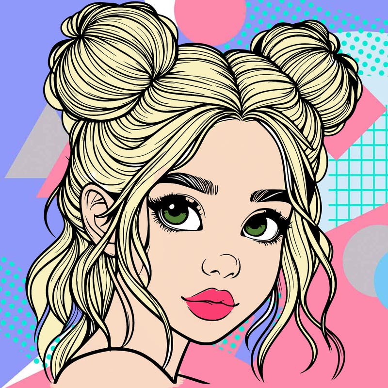 realistic girl with hair buns on her head