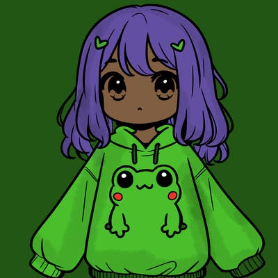 girl wearing frogging sweatshirt