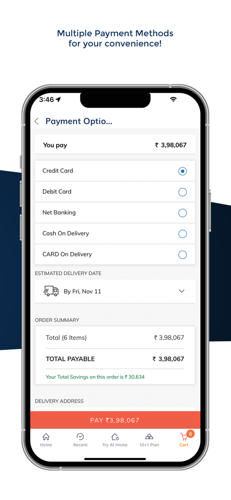 BlueStone Jewellery Online - BlueStone Jewellery Online app payment options and checkout summary