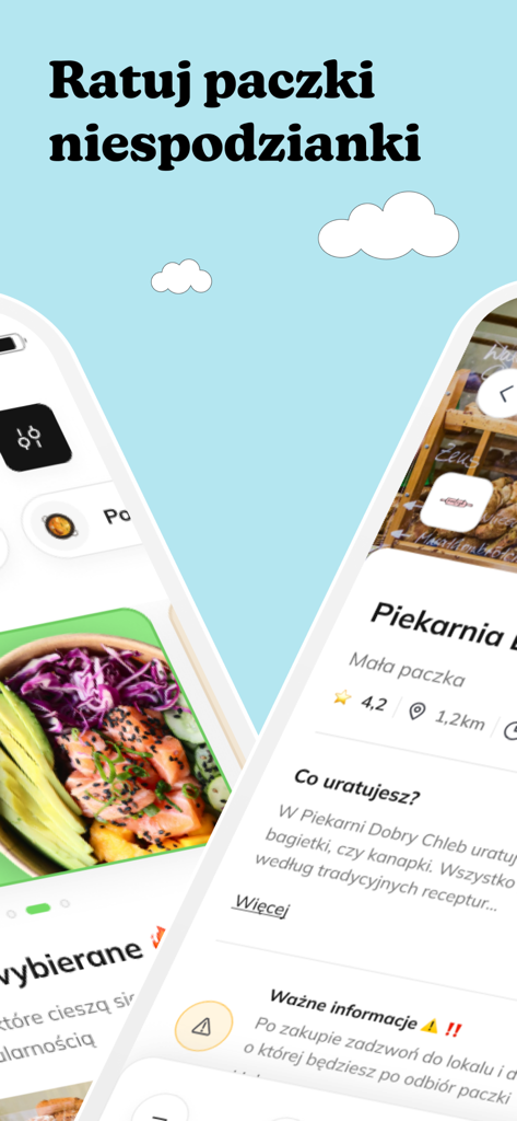 Foodsi mobile app displaying surprise food boxes from local bakeries and restaurants