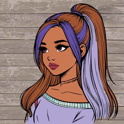 realistic girl with a high ponytail