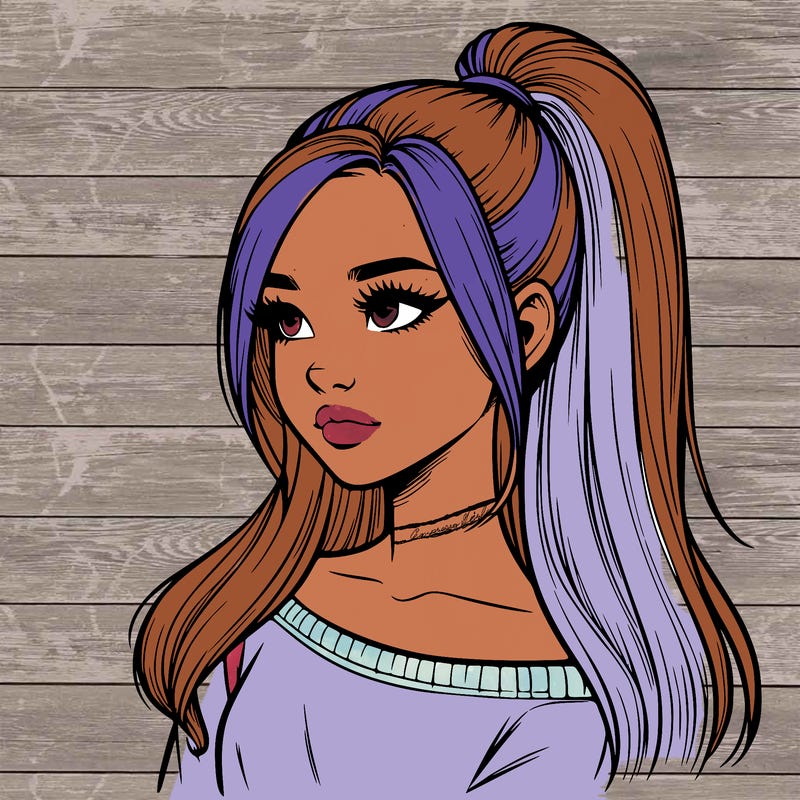 realistic girl with a high ponytail