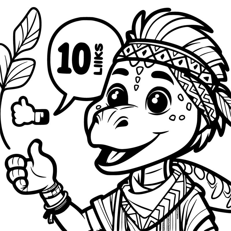 a dino girl saying 10 likes