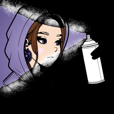 a realistic girl, spray painting