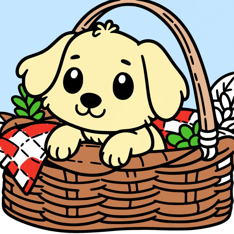 cute dog in a basket easy
