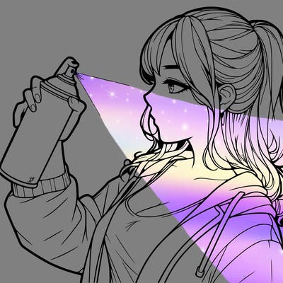 a realistic girl spray, painting