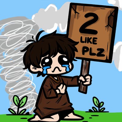 small poor toddler crying with sign that says 2 like plz